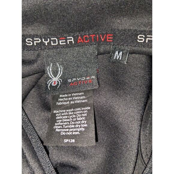 Spyder Camo Active Shirt Zip Neck Black On Black Medium Soft Stretchy SportsWear - Picture 7 of 7